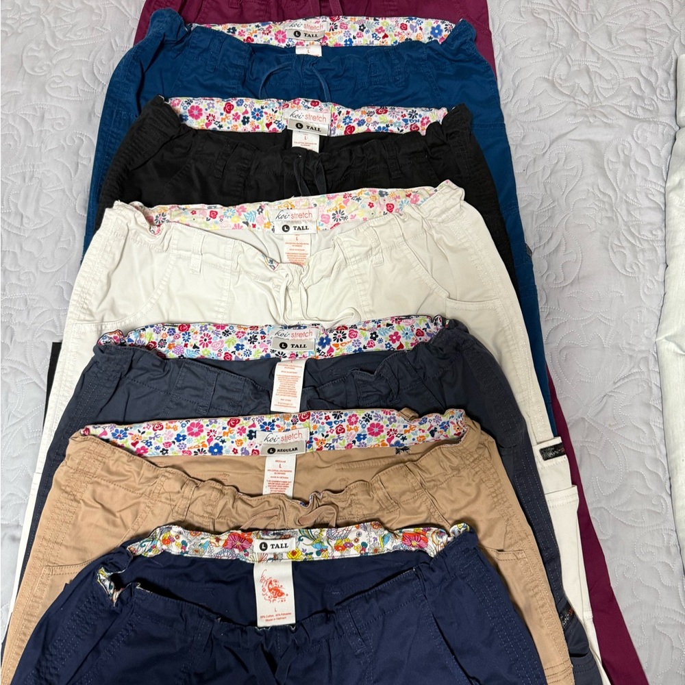 Koi Women's Pants Collection - Black, White, Blue, Tan